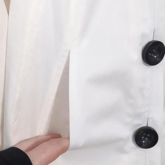 Colebrook White Contrast Button Slicker Rain Jacket Size Small - Picture 3 of 7